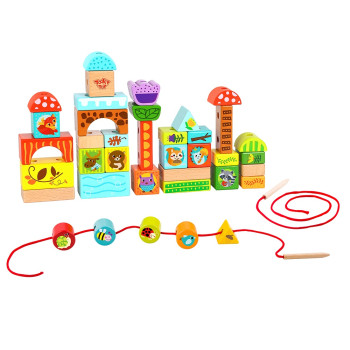 Дървена игра за низане с кубчета Forest TY849