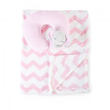 Бебешко одеяло 90/75 cm с възглавница Sammy розов