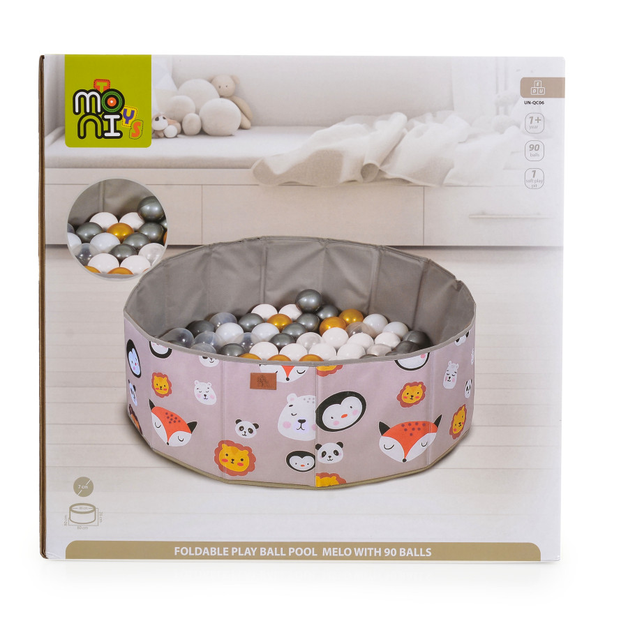 Сгъваем басейн с 90бр. топки Melo Animals