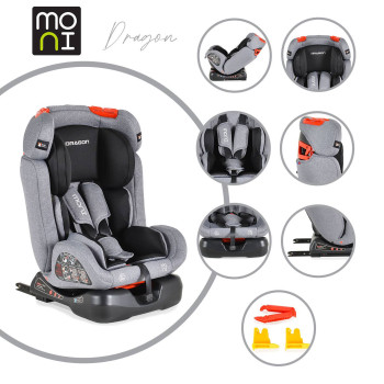 Стол за кола Dragon с Isofix сив