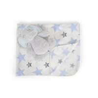 Бебешко одеяло 90/75 cm с играчка Elephant blue