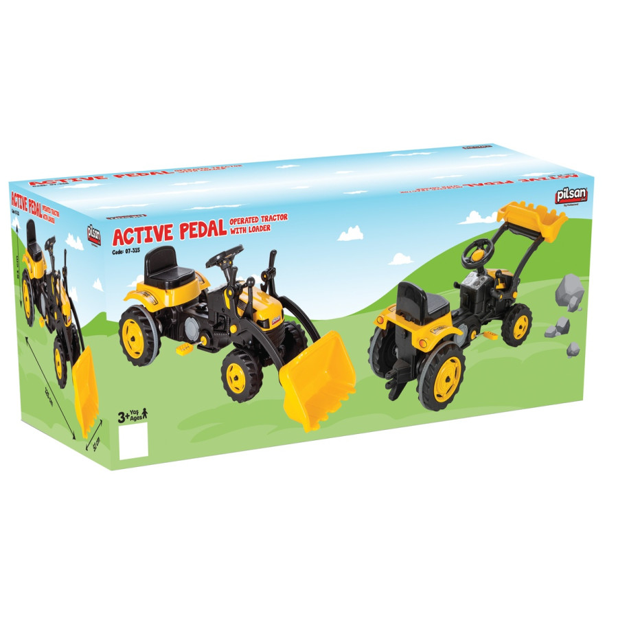 Трактор Active с гребло 07315 жълт