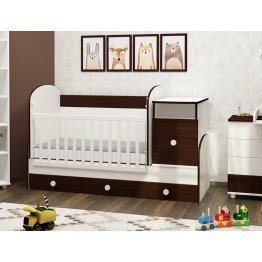 Детско трансформиращо легло с люлеещ механизъм и шкаф с рафт Алекс 1