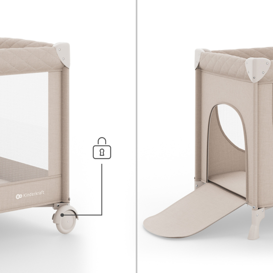 Сгъваема бебешка кошара Kinderkraft Leody Up Beige