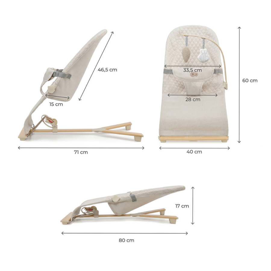 Бебешки шезлонг KinderKraft Mimi Wood/Beige