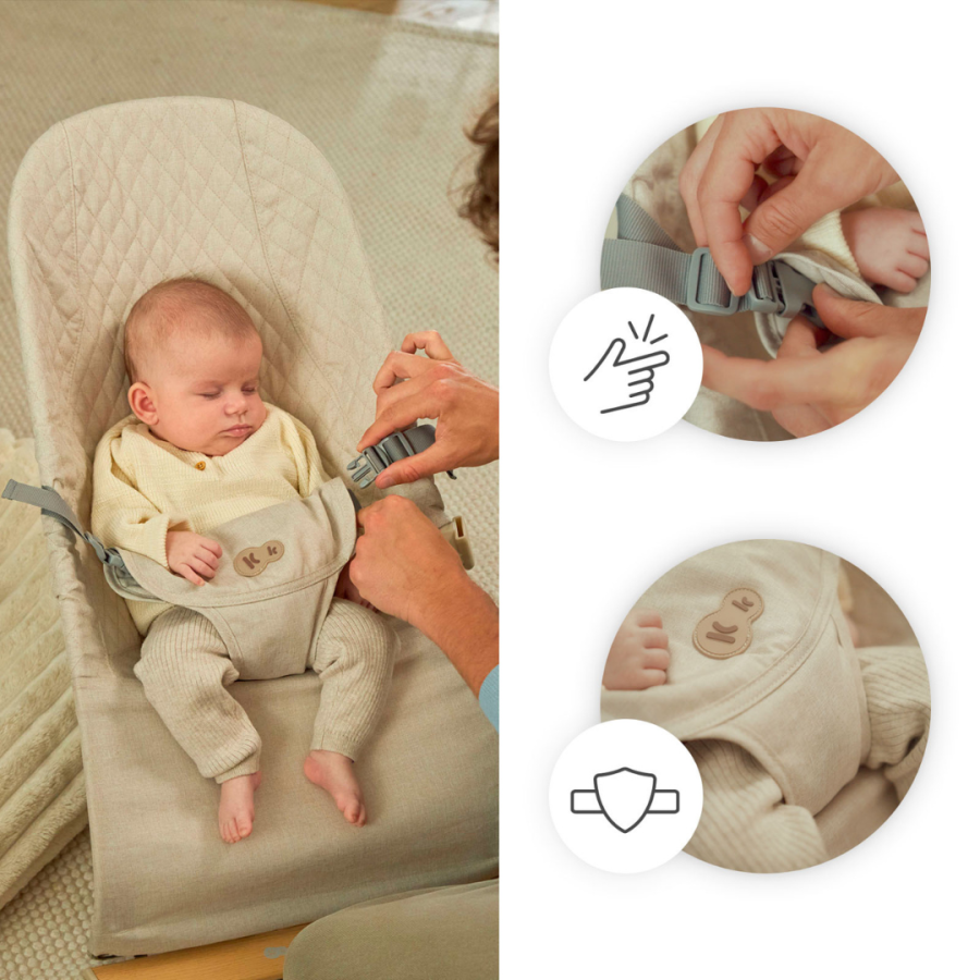 Бебешки шезлонг KinderKraft Mimi Wood/Beige