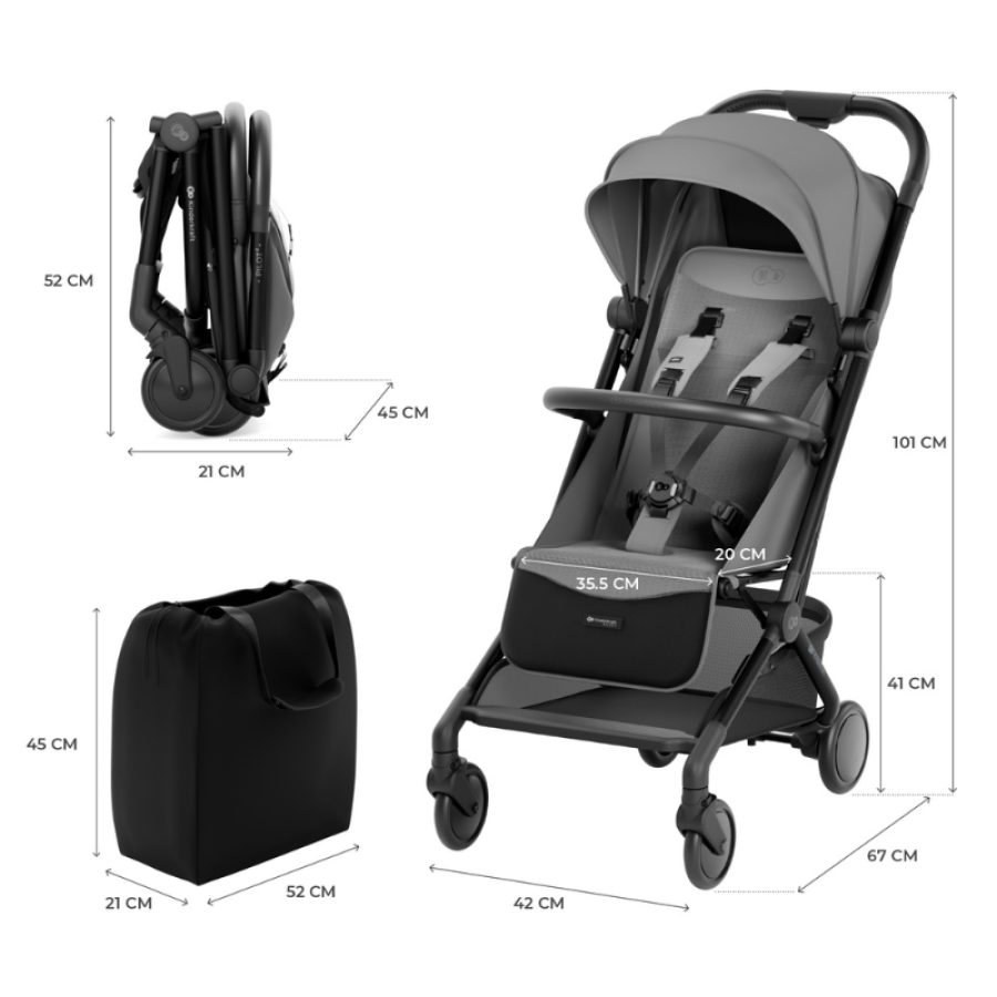 KinderKraft PILOT 2 бебешка количка Platinum Grey