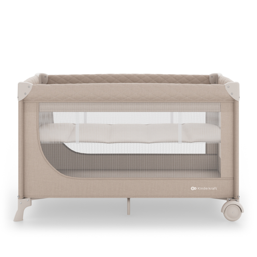 Сгъваема бебешка кошара с аксесоари Kinderkraft Leody Up Beige