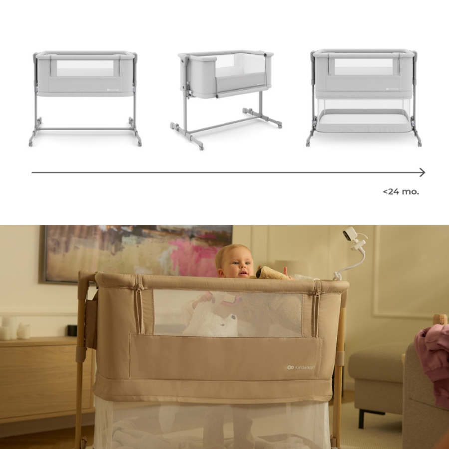 Бебешка кошара KinderKraft Nestee Grow 2 Light Grey