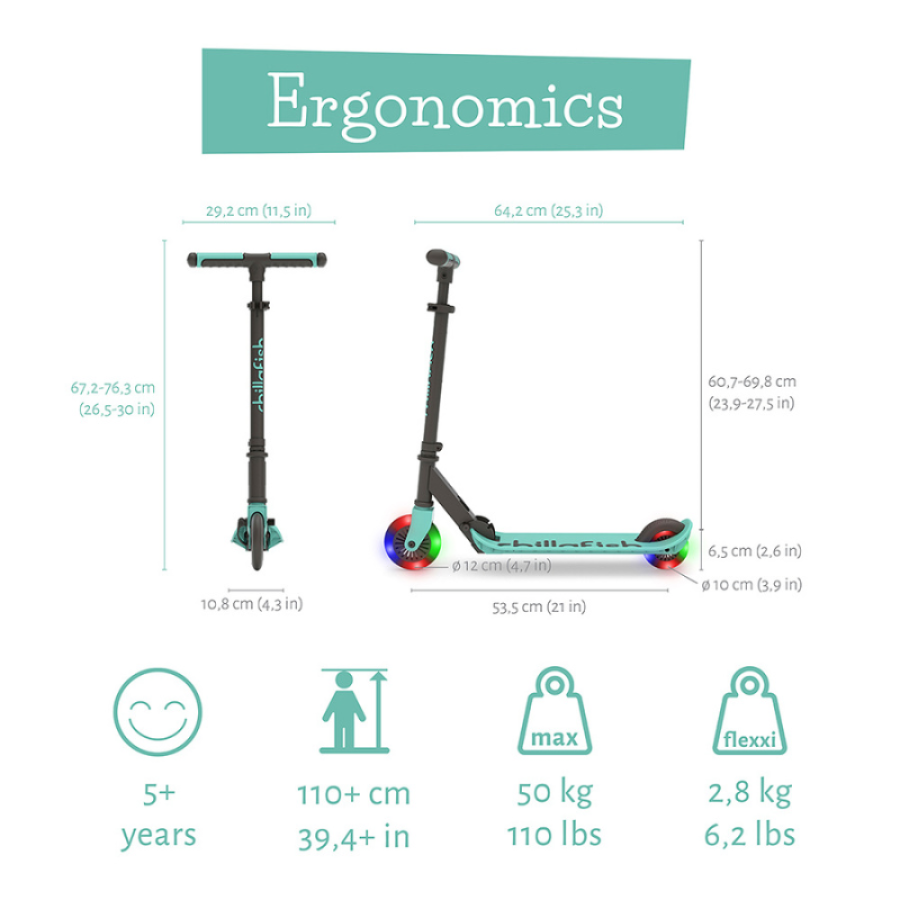 Chillafish Flexxi Glow сгъваема тротинетка Mint