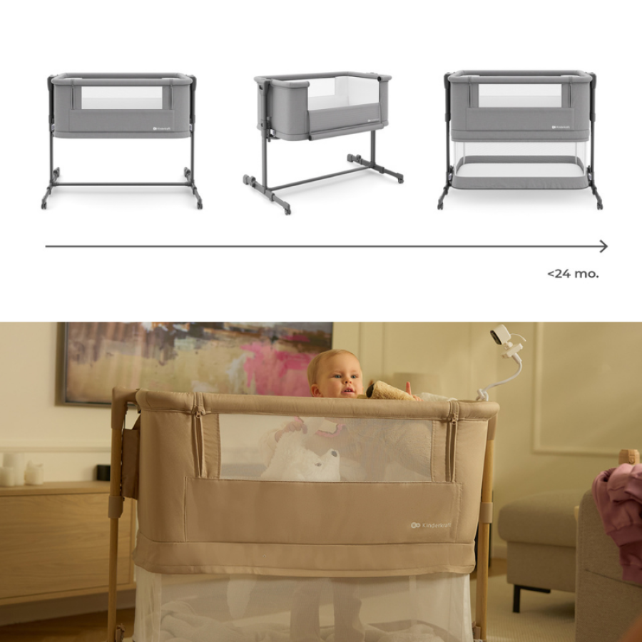Бебешка кошара KinderKraft Nestee Grow 2 Dark Grey