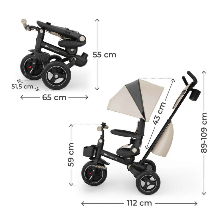 Детска триколка KinderKraft Spinstep 2 Plus бежова