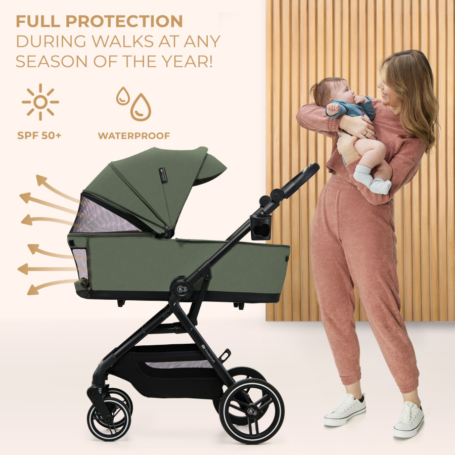 Kinderkraft Yoxi бебешка количка 3в1 Mystic Green