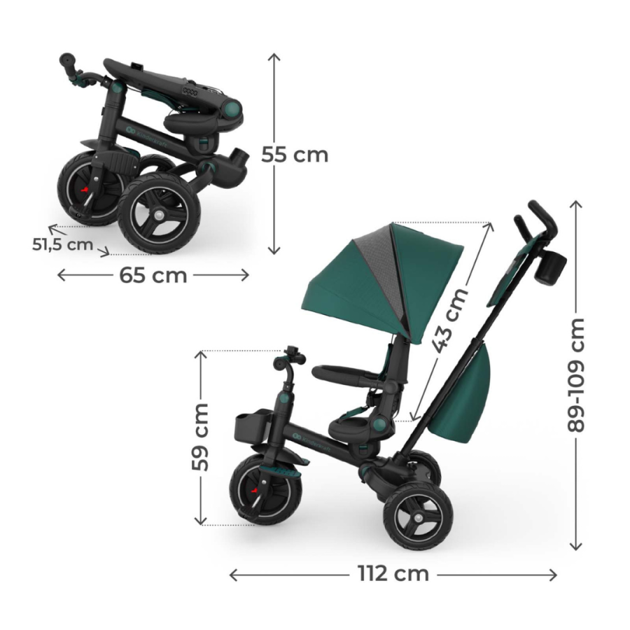 Детска триколка KinderKraft Spinstep 2 Plus зелена