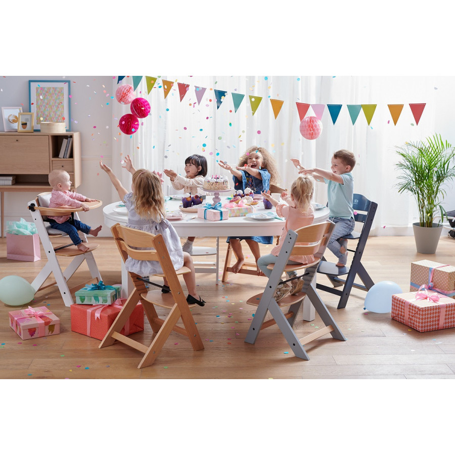 KinderKraft столче за хранене ENOCK дървено/сиви крака