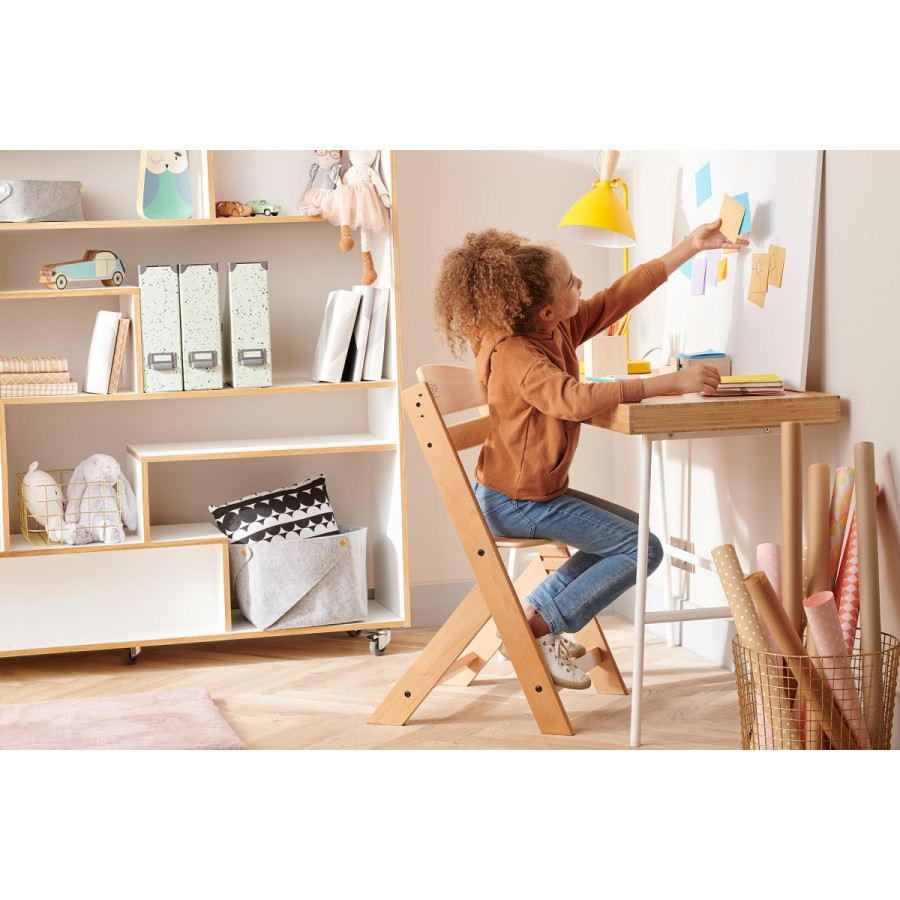 KinderKraft столче за хранене ENOCK дървено/сиви крака