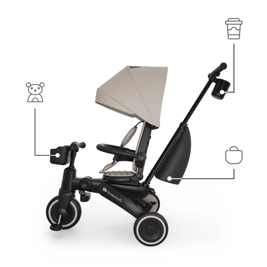 KinderKraft Jazz 3 сгъваема триколка бежова