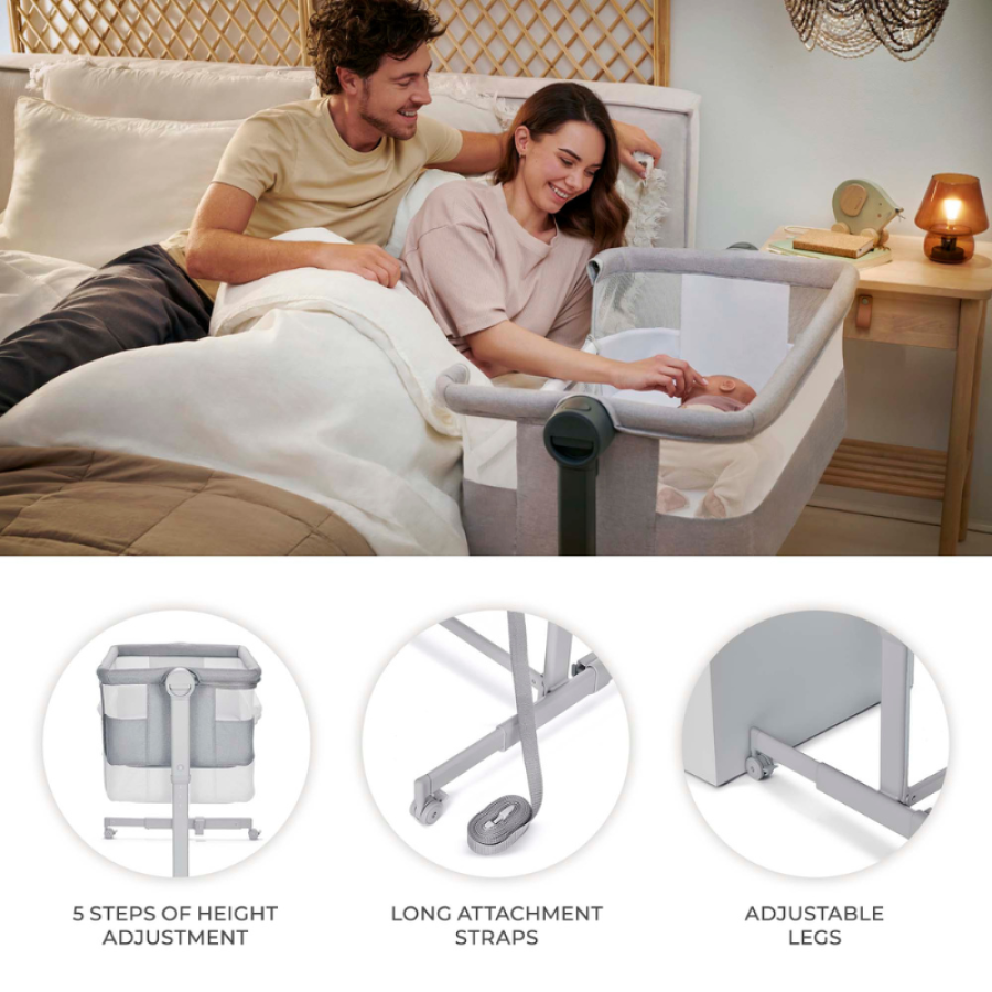 Бебешка кошара KinderKraft Nestee Up 2 Light Grey
