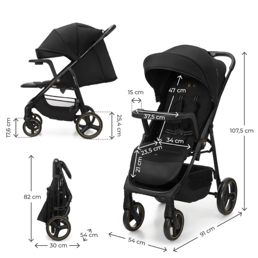 Бебешка количка с табла Kinderkraft Trig 3 Onyx Black