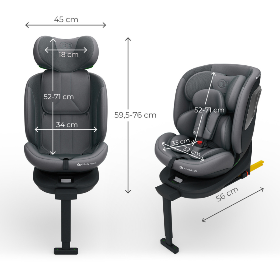 KinderKraft I-360 2 Plus столче за кола сиво