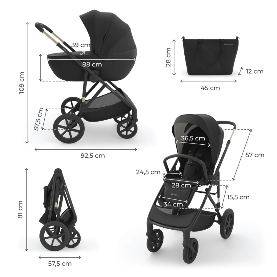 Бебешка количка 2в1 Kinderkraft Prime 3 Black