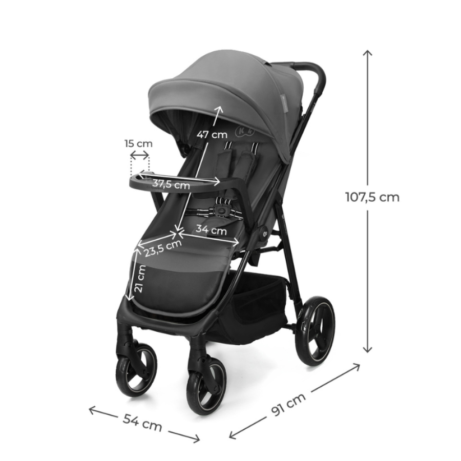 Бебешка количка с табла Kinderkraft Trig 3 Granite Grey