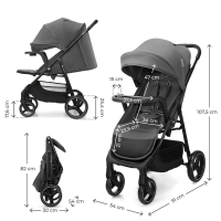 Бебешка количка с табла Kinderkraft Trig 3 Granite Grey