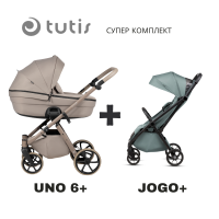 Tutis UNO 6+ бебешка количка 2в1 172 Taupe + JOGO+ mint