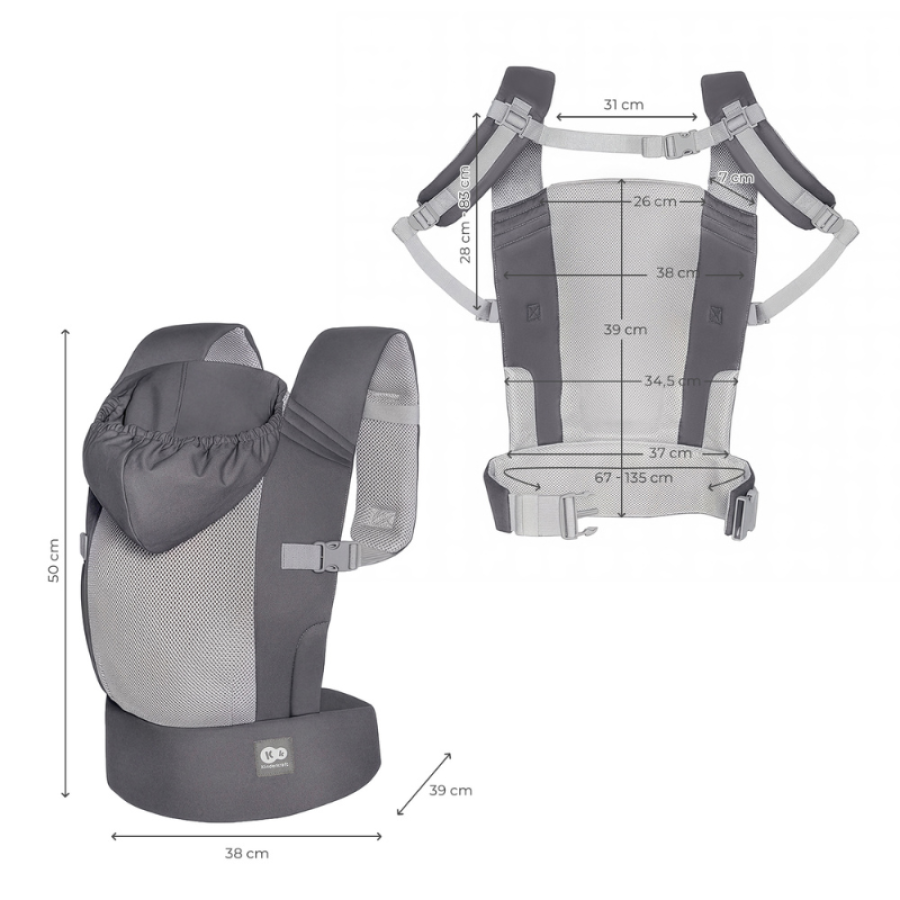 Ергономична раница Kinderkraft CarryBee Grey