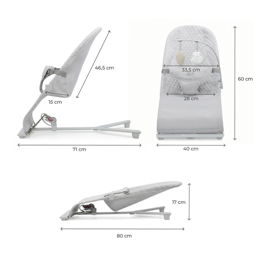 Бебешки шезлонг KinderKraft Mimi Light Grey