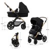 KinderKraft MOOV 2 бебешка количка 3в1 Pure Black