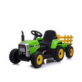 Акумулаторна кола Трактор с ремарке зелен