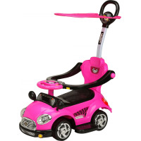 Кола с дръжка/сенник Super Car розова