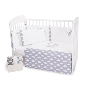 Бебешки спален комплект 6 части 60/120 с бродерия Little Angel Clouds