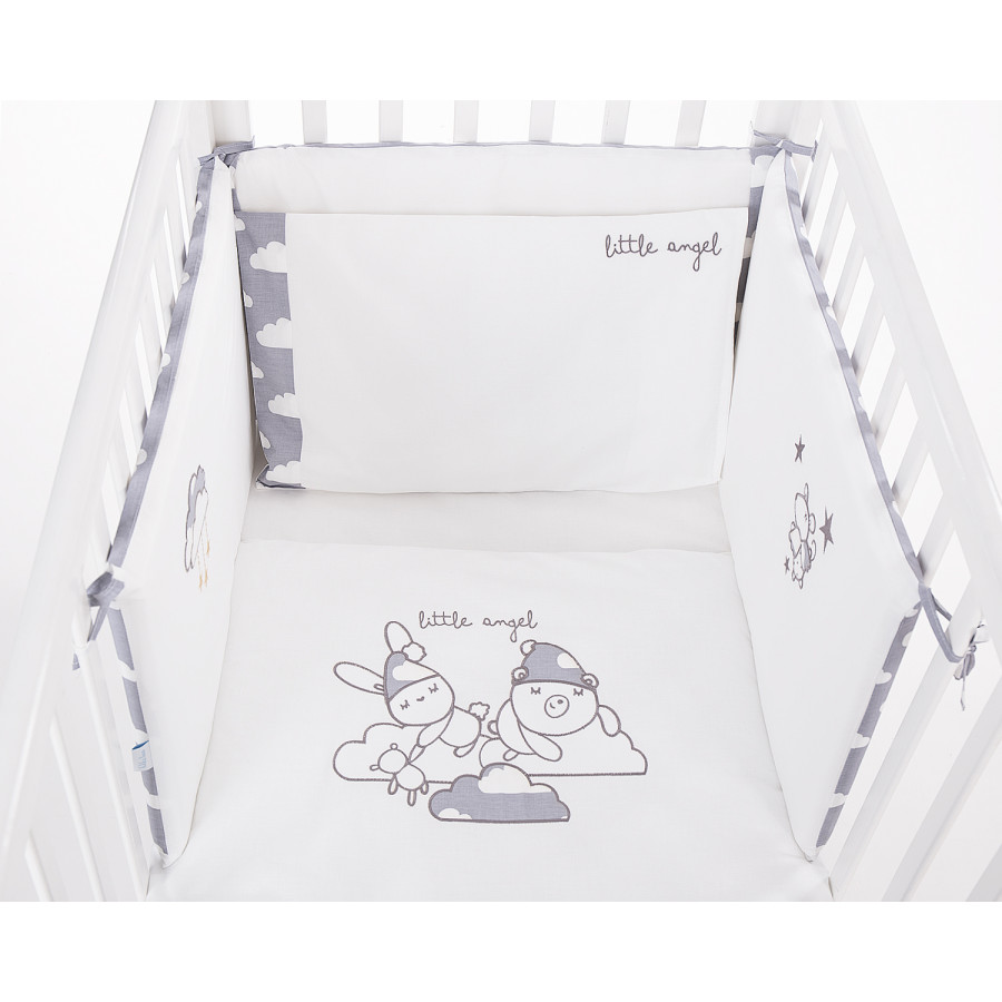 Бебешки спален комплект 6 части 60/120 с бродерия Little Angel Clouds