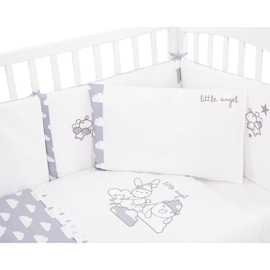 Бебешки спален комплект 6 части 60/120 с бродерия Little Angel Clouds