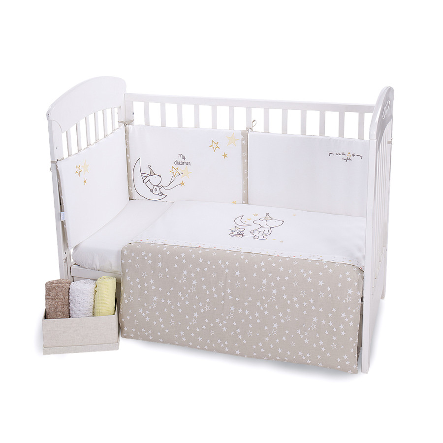 Бебешки спален комплект 2 части EU style 60/120 бродерия Little Dreamer Stars