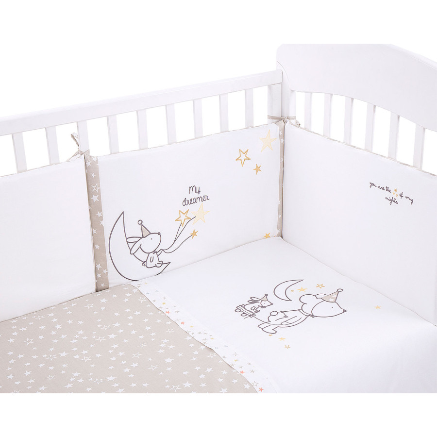 Бебешки спален комплект 2 части EU style 60/120 бродерия Little Dreamer Stars