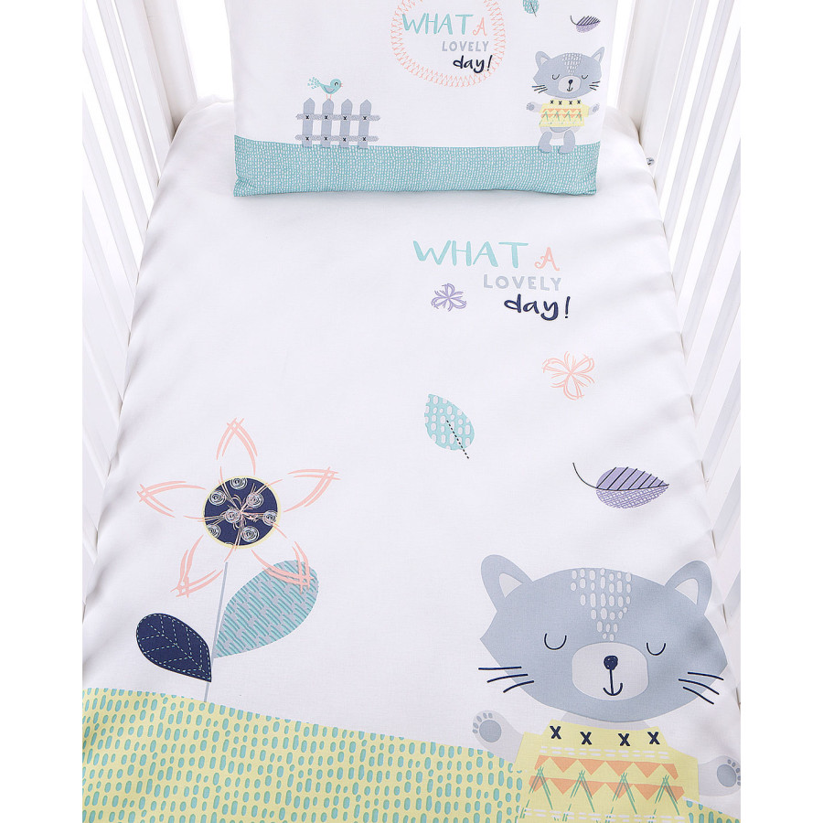 Бебешки спален комплект 5 части Cat Lovely Day