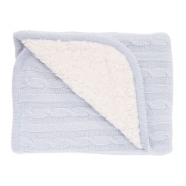 Плетено памучно одеяло с шерпа Light Blue