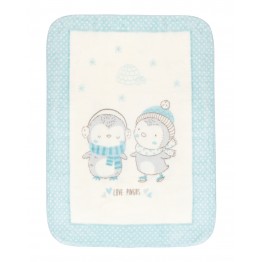 Супер меко бебешко одеяло Love Pingus 110/140 см синьо
