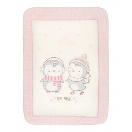 Супер меко бебешко одеяло Love Pingus 80/110 см розово