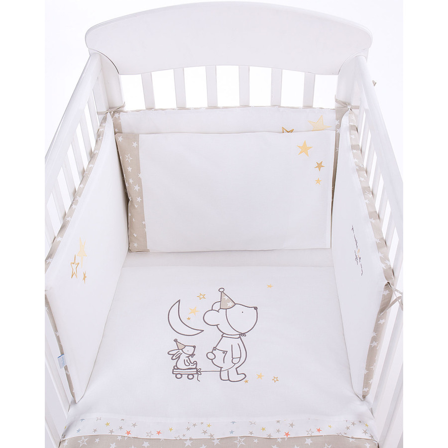 Бебешки спален комплект 6 части 60/120 с бродерия Little Dreamer Stars