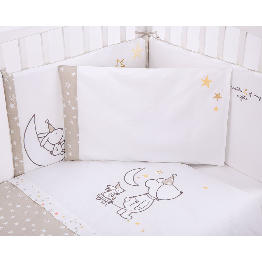 Бебешки спален комплект 6 части 60/120 с бродерия Little Dreamer Stars