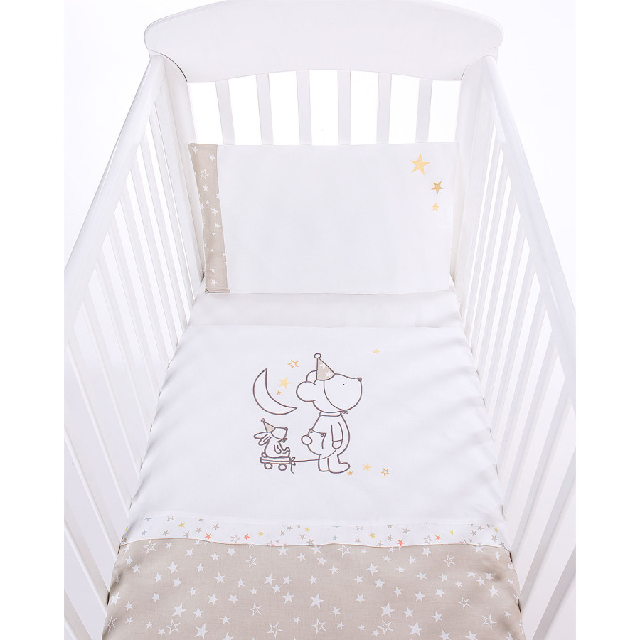 Бебешки спален комплект 5 части с бродерия Little Dreamer Stars