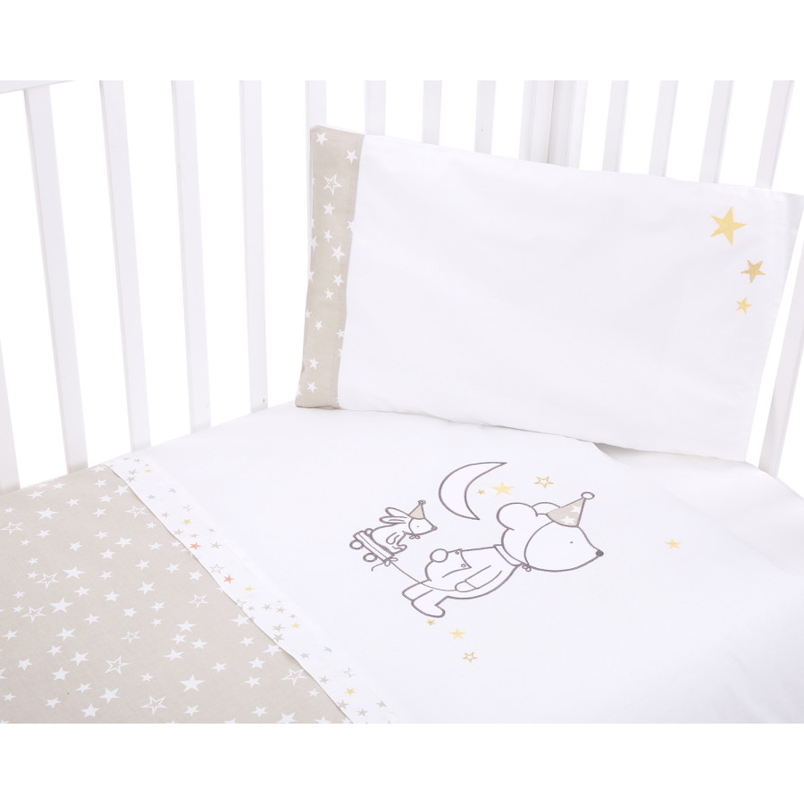 Бебешки спален комплект 5 части с бродерия Little Dreamer Stars