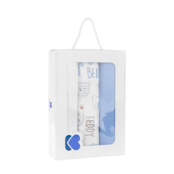 Комплект 3бр муселинови пелени 120х120см Bear Blue