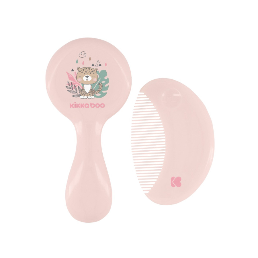 Гребен и четка от естествен косъм Savanna Pink