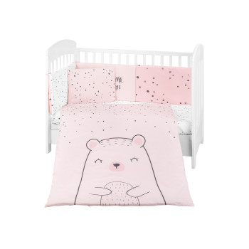 Бебешки спален комплект 6 части 70/140 Bear with me Pink