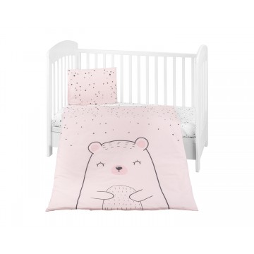 Бебешки спален комплект 3 части Bear with me Pink